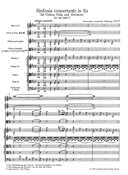 Sinfonia concertante for Violin, Viola and Orchestra E-flat major K. 364 (320d) 莫札特 交響曲 複協奏曲 小提琴 中提琴 管弦樂團 騎熊士版 | 小雅音樂 Hsiaoya Music