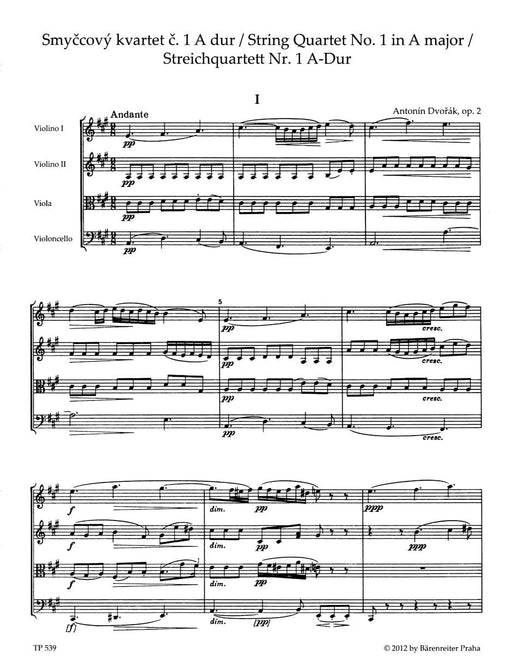 String Quartet Nr. 1 A major op. 2 德弗札克 弦樂四重奏 騎熊士版 | 小雅音樂 Hsiaoya Music