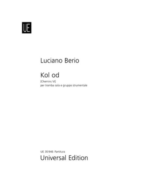 BERIO KOL OD(CHEMINS VI) StSc chemins VI 總譜 環球版 | 小雅音樂 Hsiaoya Music