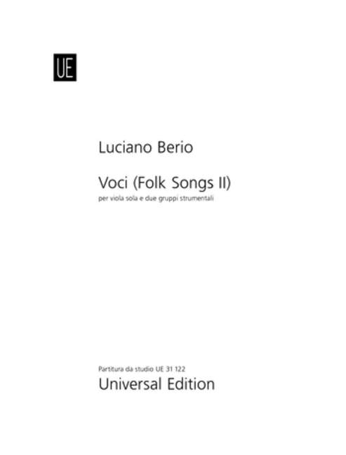 BERIO VOCI(FOLK SONGS II) StSc 民謠歌 總譜 環球版 | 小雅音樂 Hsiaoya Music