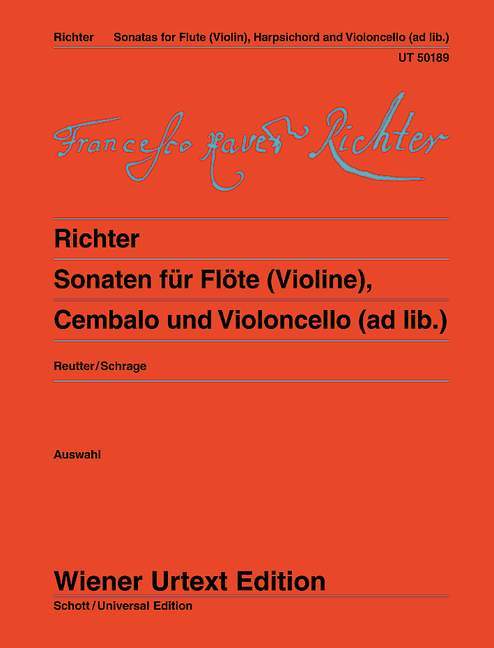 Sonatas 3 Sonatas ( D ,A, g ) 李希特．弗朗茲 奏鳴曲 奏鳴曲 長笛加鋼琴 維也納原典版 | 小雅音樂 Hsiaoya Music