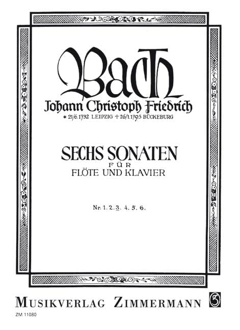 Sechs Sonaten BR B17/ Wf VIII:3/3 Nr. 3 巴赫約翰‧克利斯托夫‧弗里德利希 長笛加鋼琴 齊默爾曼版 | 小雅音樂 Hsiaoya Music