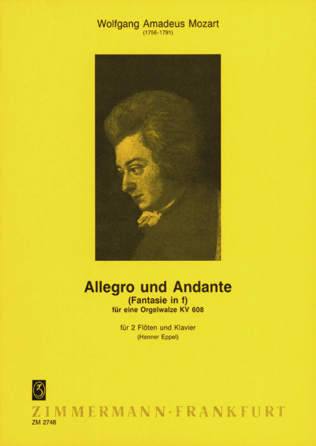 Allegro and Andante (Fantasy in F) KV 608 for a mechanical organ 莫札特 快板行板幻想曲 管風琴 長笛 2把以上加鋼琴 齊默爾曼版 | 小雅音樂 Hsiaoya Music