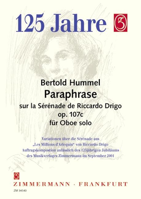 Paraphrase sur la Sérénade de R. Drigo op. 107 c 胡麥爾．貝托爾德 模擬曲 小夜曲 雙簧管獨奏 齊默爾曼版 | 小雅音樂 Hsiaoya Music