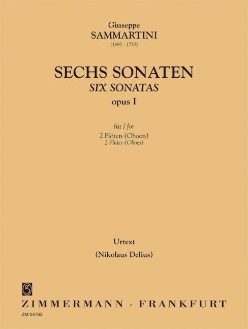 Six Sonatas op. I Urtext 薩瑪悌尼．朱塞佩 奏鳴曲 歌詞 雙長笛 齊默爾曼版 | 小雅音樂 Hsiaoya Music