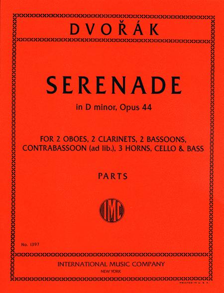 Serenade in D minor, Opus 44 for 2 Oboes, 2 Clarinets, 3 Horns, 3 Bassoons, Cello & Bass (parts) 德弗札克 小夜曲 小調作品 雙簧管 法國號 大提琴低音部 | 小雅音樂 Hsiaoya Music