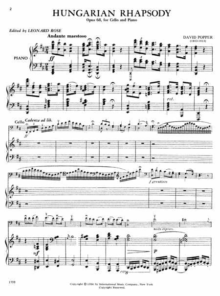 Hungarian Rhapsody, Opus 68 波珀爾 匈牙利狂想曲 作品 大提琴 (含鋼琴伴奏) 國際版 | 小雅音樂 Hsiaoya Music