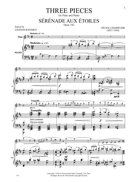 Three Pieces: Serenade aux etoiles (Op. 142), Mignonne, Theme varie 小品小夜曲 主題 長笛 (含鋼琴伴奏) 國際版 | 小雅音樂 Hsiaoya Music
