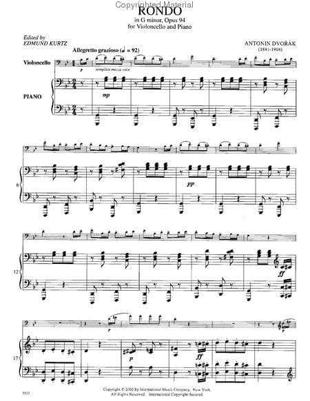 Rondo in G minor, Opus 94 德弗札克 迴旋曲 小調作品 大提琴 (含鋼琴伴奏) 國際版 | 小雅音樂 Hsiaoya Music