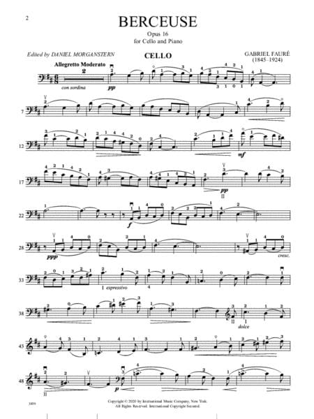 Berceuse, Op. 16 for Cello and Piano 佛瑞 搖籃曲 大提琴鋼琴 大提琴 (含鋼琴伴奏) 國際版 | 小雅音樂 Hsiaoya Music