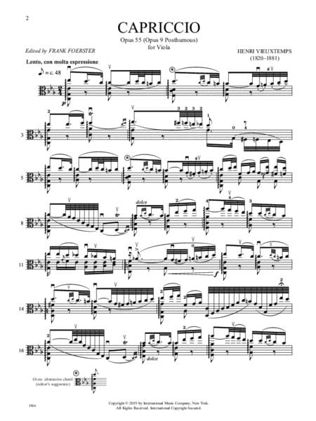 Capriccio, Opus 55 (Opus 9 Posthumous) 維歐當 隨想曲作品作品遺著 中提琴獨奏 國際版 | 小雅音樂 Hsiaoya Music