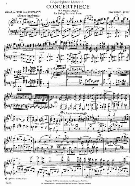 Concertpiece in A Major, Opus 9 (solo tuning) 音樂會小品 大調作品 低音大提琴 (含鋼琴伴奏) 國際版 | 小雅音樂 Hsiaoya Music