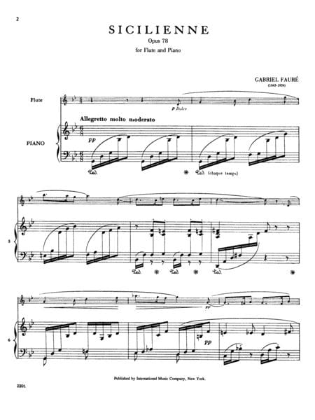 Sicilienne, Op. 78 佛瑞 長笛 (含鋼琴伴奏) 國際版 | 小雅音樂 Hsiaoya Music