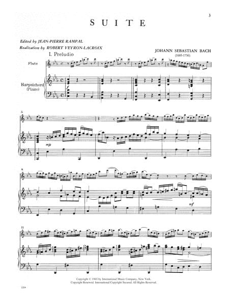 Partita (Suite) in C minor, S. 997 巴赫約翰瑟巴斯提安 古組曲組曲 小調 長笛 (含鋼琴伴奏) 國際版 | 小雅音樂 Hsiaoya Music