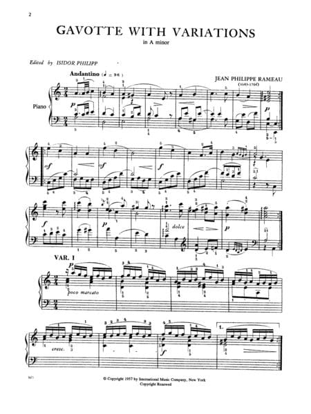 Gavotte with Variations in A minor 拉摩 加沃特變奏曲 小調 鋼琴獨奏 國際版 | 小雅音樂 Hsiaoya Music