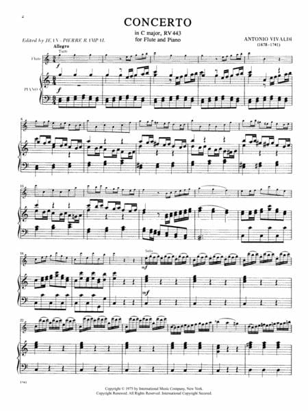 Concerto in C Major, RV 443, Piccolo (Recorder) 韋瓦第 協奏曲 大調 短笛 長笛 (含鋼琴伴奏) 國際版 | 小雅音樂 Hsiaoya Music