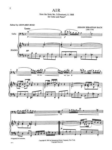Air from Suite No. 3 in D Major 巴赫約翰瑟巴斯提安 組曲 大調 大提琴 (含鋼琴伴奏) 國際版 | 小雅音樂 Hsiaoya Music