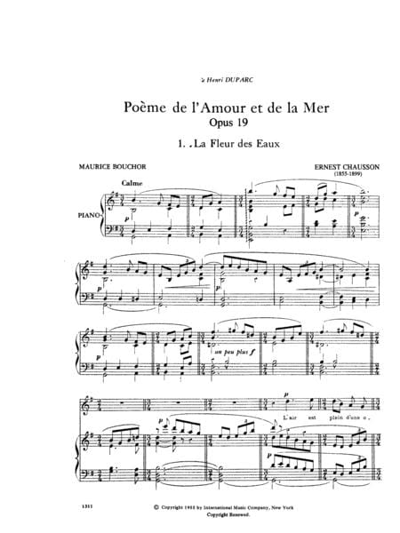Poeme de l'Amour et de la Mer (F. & E.) High 蕭頌 詩曲 | 小雅音樂 Hsiaoya Music