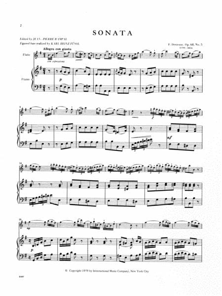 Sonata in E minor, Opus 68, No. 5 戴維安 奏鳴曲 小調作品 長笛 (含鋼琴伴奏) 國際版 | 小雅音樂 Hsiaoya Music