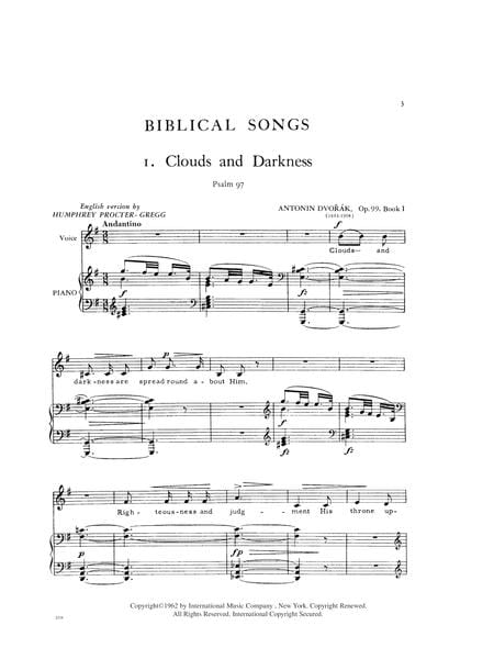 Biblical Songs. A Cycle of 10 Songs, Opus 99: Volume I Low 德弗札克 聖經歌曲集 歌作品 | 小雅音樂 Hsiaoya Music