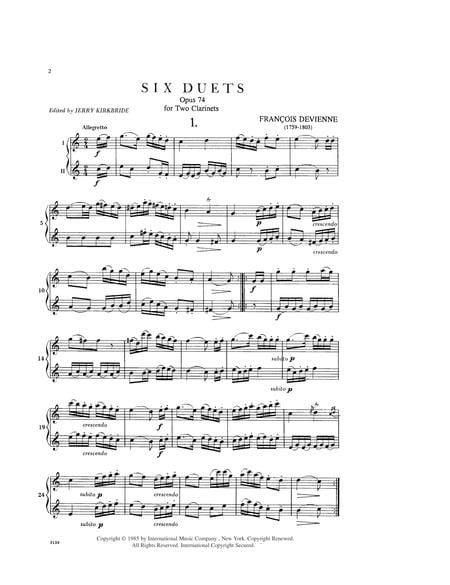 Six Duets, Opus 74 戴維安 二重奏作品 豎笛 (2把以上) 國際版 | 小雅音樂 Hsiaoya Music