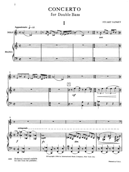 Concerto for Double Bass and Piano (solo tuning) 協奏曲 鋼琴 低音大提琴 (含鋼琴伴奏) 國際版 | 小雅音樂 Hsiaoya Music