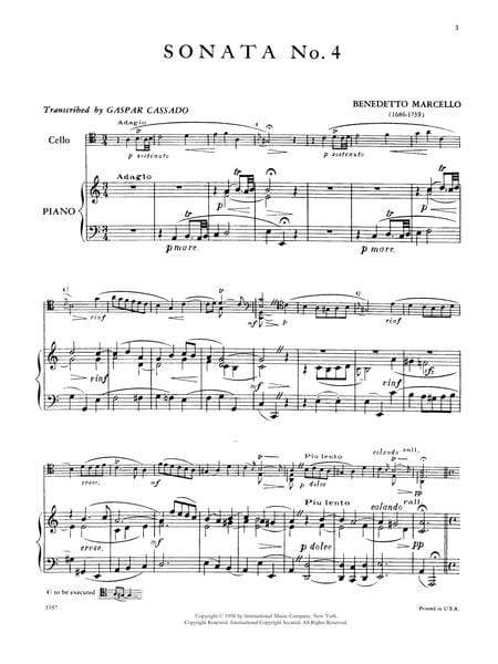 Sonata No. 4 in A minor 馬爾切羅貝內代托 奏鳴曲 小調 大提琴 (含鋼琴伴奏) 國際版 | 小雅音樂 Hsiaoya Music