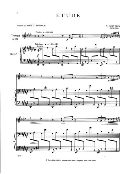 Etude 斯克里亞賓 練習曲 小號 (含鋼琴伴奏) 國際版 | 小雅音樂 Hsiaoya Music