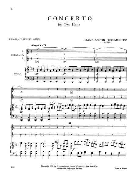 Concerto in E-flat Major (Horns in E-flat) 霍夫麥斯特 協奏曲 大調法國號 法國號 (含鋼琴伴奏) 國際版 | 小雅音樂 Hsiaoya Music