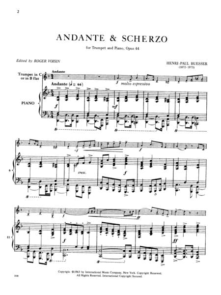 Andante & Scherzo, Opus 44 (Tpt. in B or C) 行板詼諧曲作品 小號 (含鋼琴伴奏) 國際版 | 小雅音樂 Hsiaoya Music
