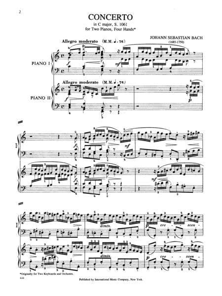 Double Concerto in C Major for 2 Pianos & Orchestra, S. 1061 巴赫約翰瑟巴斯提安 複協奏曲 大調 鋼琴管弦樂團 雙鋼琴 國際版 | 小雅音樂 Hsiaoya Music