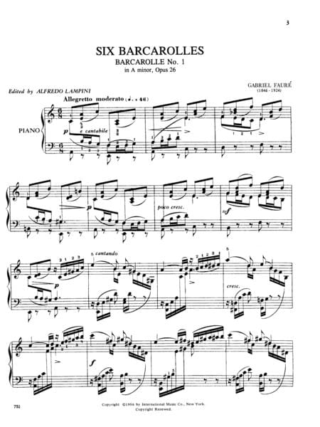 Six Barcarolles. Complete 佛瑞 船歌 鋼琴獨奏 國際版 | 小雅音樂 Hsiaoya Music