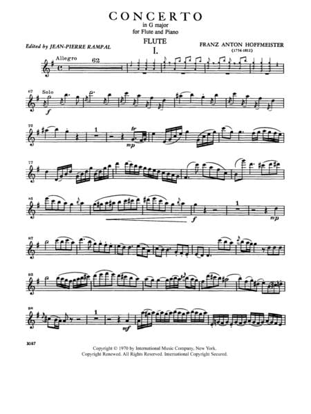 Concerto in G Major 霍夫麥斯特 協奏曲 大調 長笛 (含鋼琴伴奏) 國際版 | 小雅音樂 Hsiaoya Music
