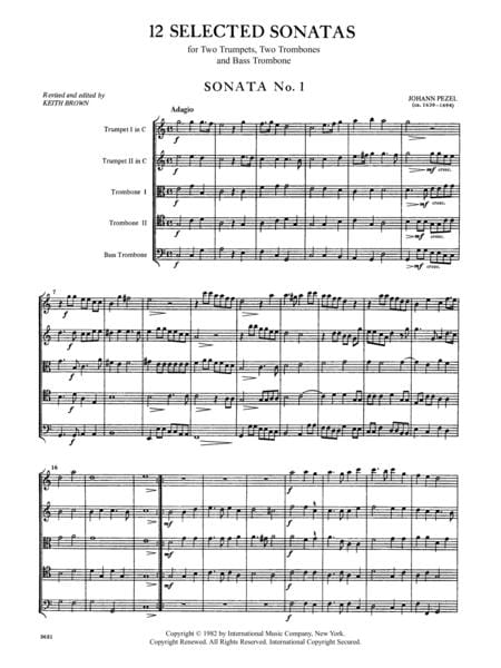 12 Selected Sonatas for 2 Trumpets in C, 2 Tenor Trombones & Bass Trombone - Volume I Sonatas 1-4 奏鳴曲 小號 長號 奏鳴曲 | 小雅音樂 Hsiaoya Music