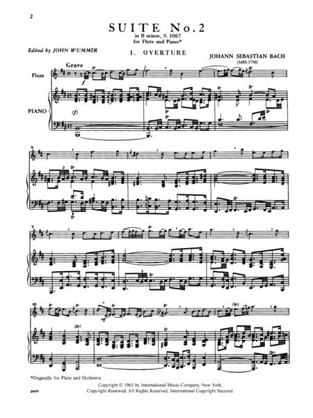 Suite No. 2 in B minor, S. 1067 巴赫約翰瑟巴斯提安 組曲 小調 長笛 (含鋼琴伴奏) 國際版 | 小雅音樂 Hsiaoya Music