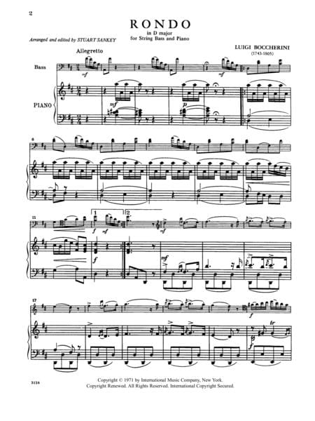 Rondo in D Major (solo tuning) 玻凱利尼 迴旋曲 大調 低音大提琴 (含鋼琴伴奏) 國際版 | 小雅音樂 Hsiaoya Music