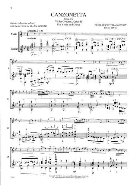Canzonetta From Violin Concerto, Opus 35 - Violin/Guitar 柴科夫斯基．彼得 小提琴協奏曲作品小提琴吉他 | 小雅音樂 Hsiaoya Music