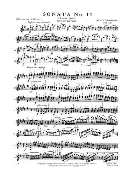 Sonata No. 12 in E minor, Opus 3 奏鳴曲 小調作品 小提琴 (含鋼琴伴奏) 國際版 | 小雅音樂 Hsiaoya Music