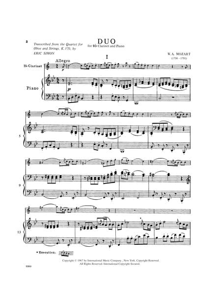 Duo (transcribed from Quartet for Oboe & Strings) 莫札特 二重奏 四重奏雙簧管弦樂 豎笛 (含鋼琴伴奏) 國際版 | 小雅音樂 Hsiaoya Music