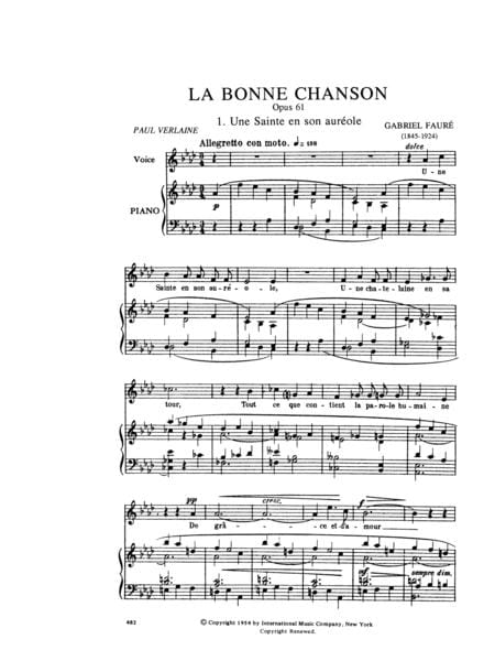 La Bonne Chanson. A Cycle of Nine Songs. High 佛瑞 美好的歌曲 歌 | 小雅音樂 Hsiaoya Music