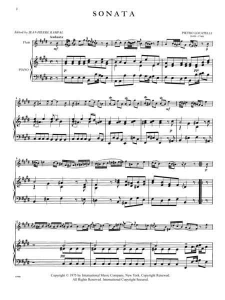 Sonata No. 3 in E Major 洛卡泰利 奏鳴曲 大調 長笛 (含鋼琴伴奏) 國際版 | 小雅音樂 Hsiaoya Music