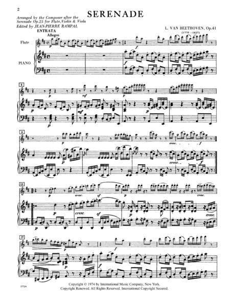 Serenade in D Major, Opus 41 貝多芬 小夜曲 大調作品 長笛 (含鋼琴伴奏) 國際版 | 小雅音樂 Hsiaoya Music