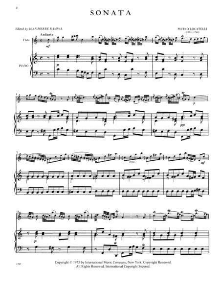 Sonata No. 2 in C Major 洛卡泰利 奏鳴曲 大調 長笛 (含鋼琴伴奏) 國際版 | 小雅音樂 Hsiaoya Music