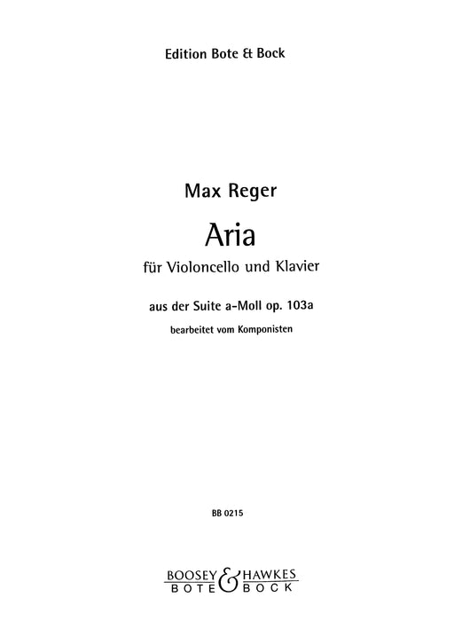 Aria op. 103a from the Suite A Minor 雷格马克斯 咏唱调 组曲小调 大提琴加钢琴 柏特-柏克版