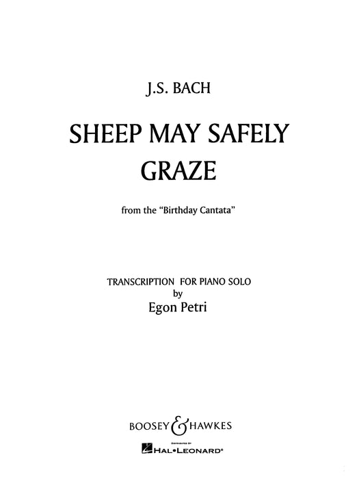 Sheep may safely graze from the Birthday Cantata BWV 208 巴赫约翰‧瑟巴斯提安 清唱剧 钢琴独奏 博浩版