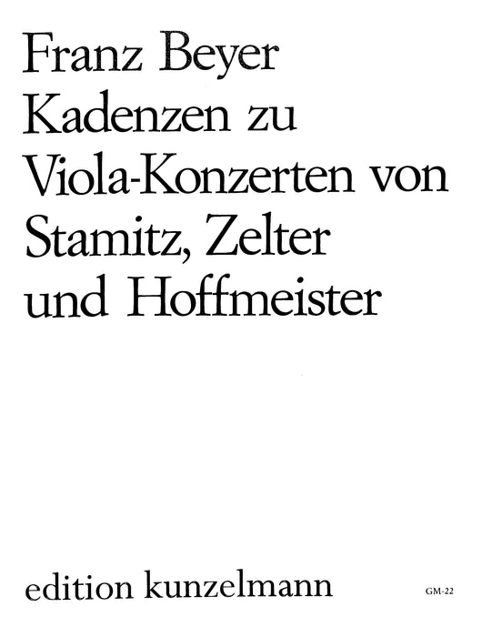 Cadenzas to Viola Concerti by Hoffmeister, Stamitz and Zelter