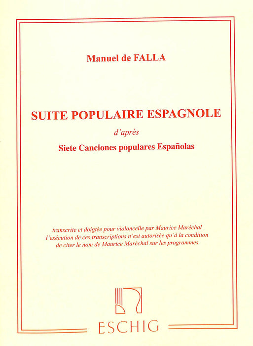 Suite Populaires Espagnole Cello and Piano   
