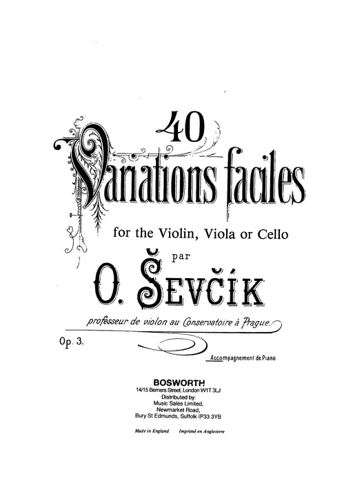 Sevcik Violin Studies: 40 Variations Piano Accompaniment