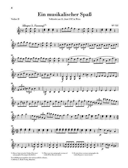 Mozart, Wolfgang Amadeus – A Musical Joke K. 522 – for 2 Horns in F and Strings