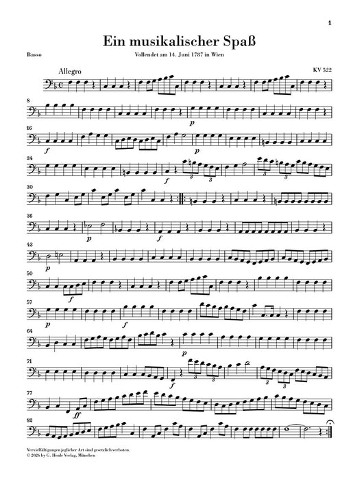 Mozart, Wolfgang Amadeus – A Musical Joke K. 522 – for 2 Horns in F and Strings